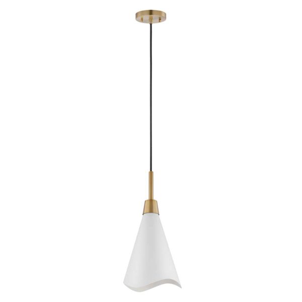 Tango 1-Light Large Pendant Matte White with Burnished Brass Supply