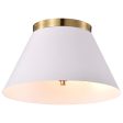 Dover 3-Light Small Flush Mount White with Vintage Brass Discount