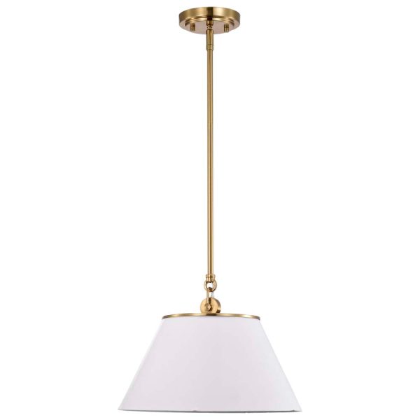 Dover 1-Light Medium Pendant White with Vintage Brass on Sale