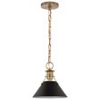 Outpost 1-Light Small Pendant Matte Black with Burnished Brass Hot on Sale