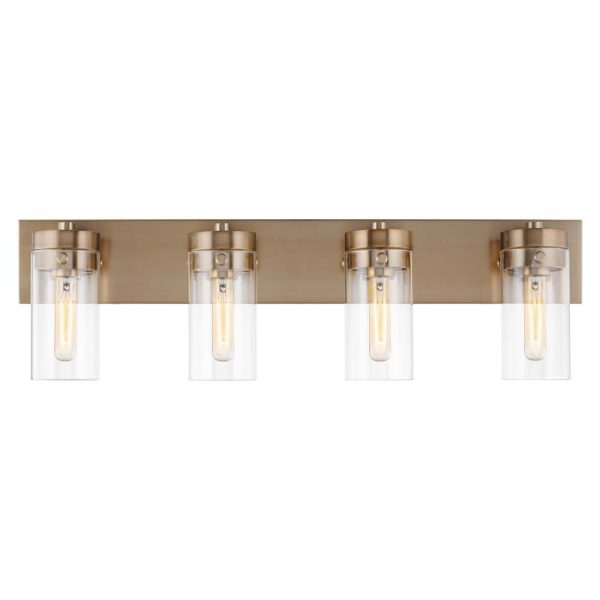 Intersection 4-Light Vanity Burnished Brass with Clear Glass Supply