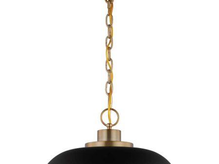 Colony 1-Light Small Pendant Matte Black with Burnished Brass For Cheap