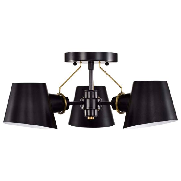 Baxter 3-Light Semi-Flush Black with Burnished Brass Fashion