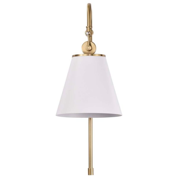 Dover 1-Light Wall Sconce White with Vintage Brass Supply