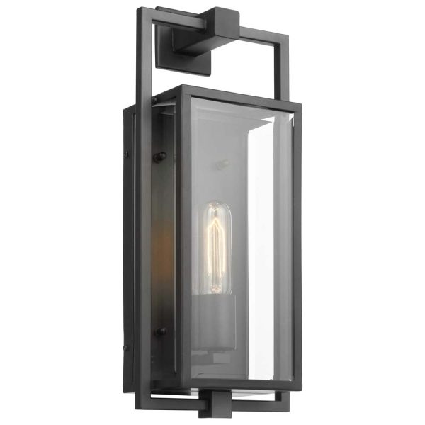 Exhibit Medium Wall Lantern Matte Black w  Clear Beveled Glass Online