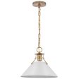 Outpost 1-Light Medium Pendant Matte White with Burnished Brass For Discount