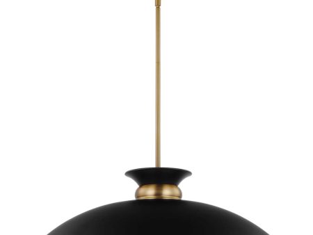 Perkins 1-Light Large Pendant Matte Black with Burnished Brass Sale