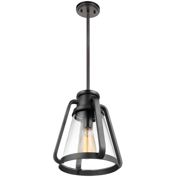 Everett 1-Light 10-in Pendant Matte Black with Clear Glass Sale