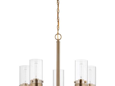 Intersection 5-Light Chandelier Burnished Brass with Clear Glass Online Hot Sale