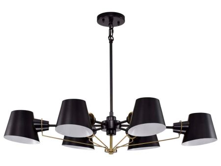 Baxter 6-Light Oval Chandelier Black with Burnished Brass For Sale