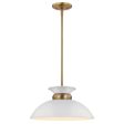 Perkins 1-Light Small Pendant Matte White with Burnished Brass Online now