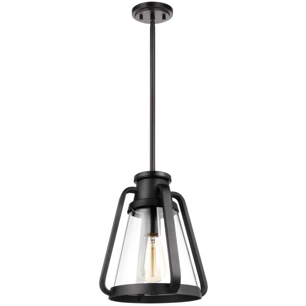 Everett 1-Light 10-in Pendant Matte Black with Clear Glass Sale