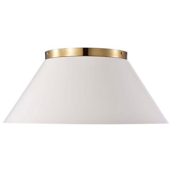 Dover 3-Light Large Flush Mount White with Vintage Brass Sale