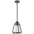 Everett 7-in Mini Pendant Matte Black Finish with Clear Glass For Sale