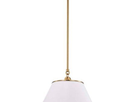 Dover 1-Light Medium Pendant White with Vintage Brass on Sale