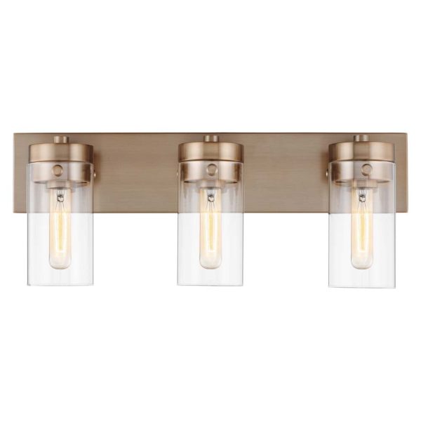 Intersection 3-Light Vanity Burnished Brass with Clear Glass Online