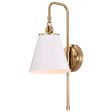 Dover 1-Light Wall Sconce White with Vintage Brass Supply