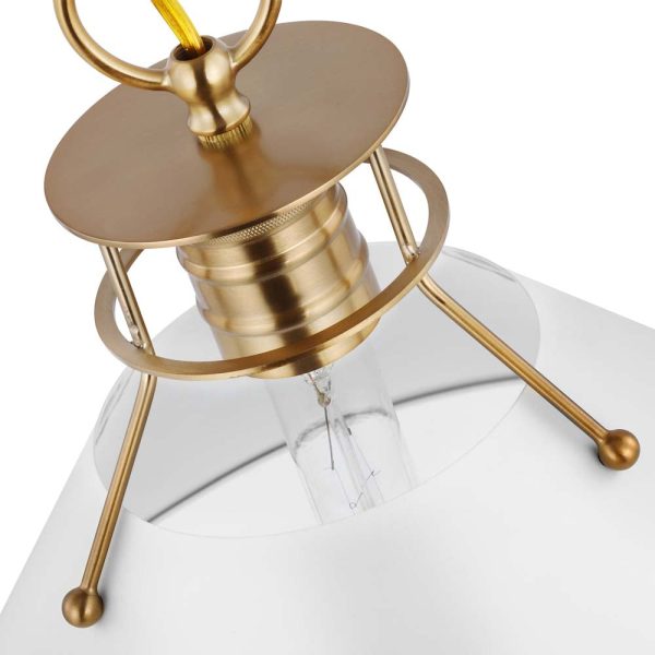 Outpost 1-Light Medium Pendant Matte White with Burnished Brass For Discount