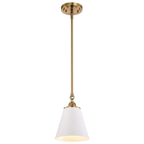 Dover 1-Light Small Pendant White with Vintage Brass on Sale