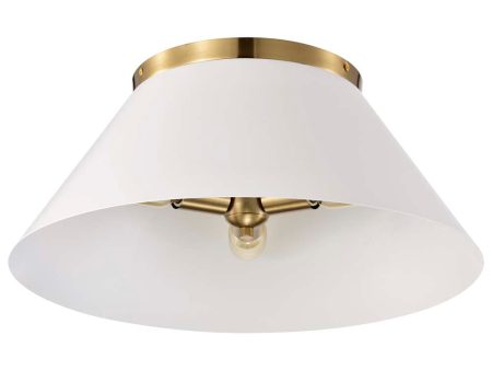 Dover 3-Light Large Flush Mount White with Vintage Brass Sale