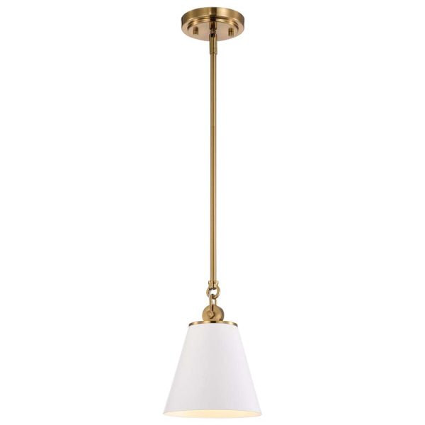 Dover 1-Light Small Pendant White with Vintage Brass on Sale