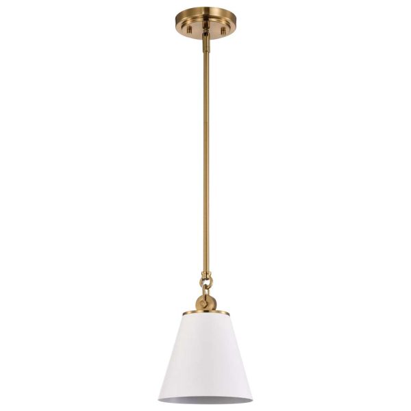 Dover 1-Light Small Pendant White with Vintage Brass on Sale