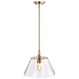 Dover 1-Light Medium Pendant Vintage Brass with Clear Glass For Sale