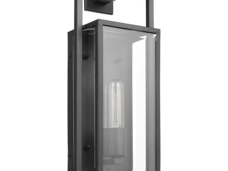 Exhibit Medium Wall Lantern Matte Black w  Clear Beveled Glass Online