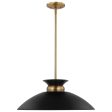 Perkins 1-Light Medium Pendant Matte Black with Burnished Brass For Discount