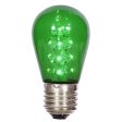 5Pk - Vickerman 1.3w 130v S14 E26 Green LED Transparent Christmas Light Bulb Discount