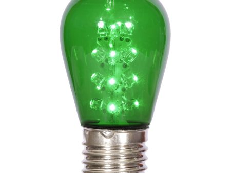 5Pk - Vickerman 1.3w 130v S14 E26 Green LED Transparent Christmas Light Bulb Discount