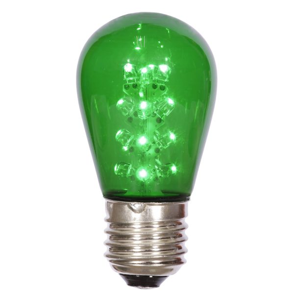 5Pk - Vickerman 1.3w 130v S14 E26 Green LED Transparent Christmas Light Bulb Discount