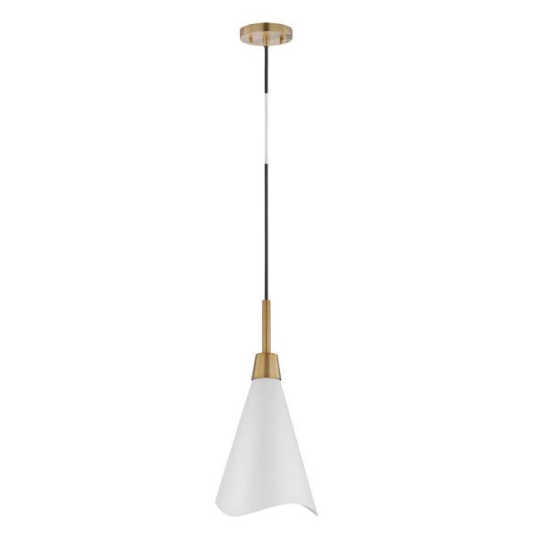 Tango 1-Light Small Pendant Matte White with Burnished Brass Sale