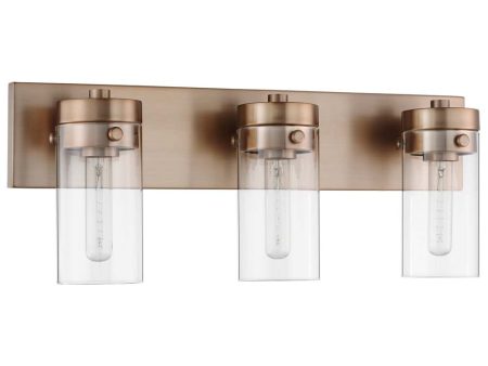 Intersection 3-Light Vanity Burnished Brass with Clear Glass Online