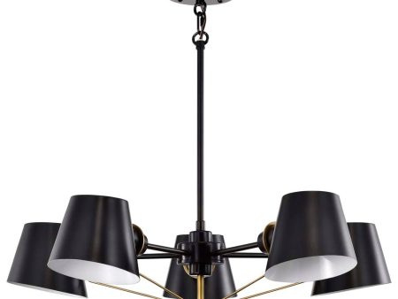 Baxter 5-Light Chandelier Black with Burnished Brass Fashion