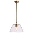 Dover 1-Light Medium Pendant Vintage Brass with Clear Glass For Sale