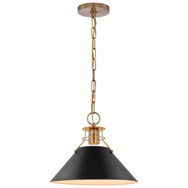 Outpost 1-Light Medium Pendant Matte Black with Burnished Brass Online Sale