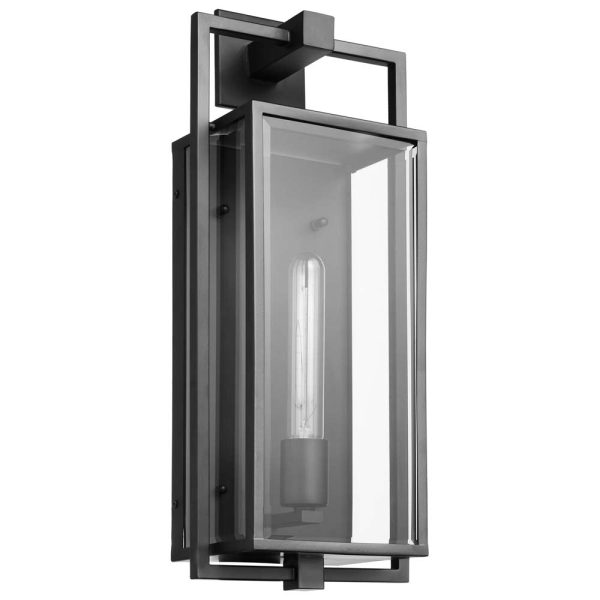 Exhibit Large Wall Lantern Matte Black w  Clear Beveled Glass Hot on Sale