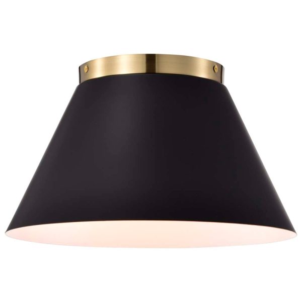 Dover 3-Light Small Flush Mount Black with Vintage Brass For Cheap