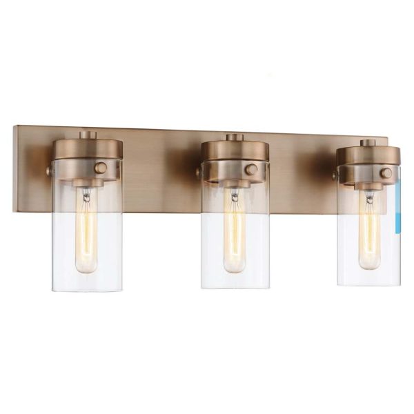 Intersection 3-Light Vanity Burnished Brass with Clear Glass Online