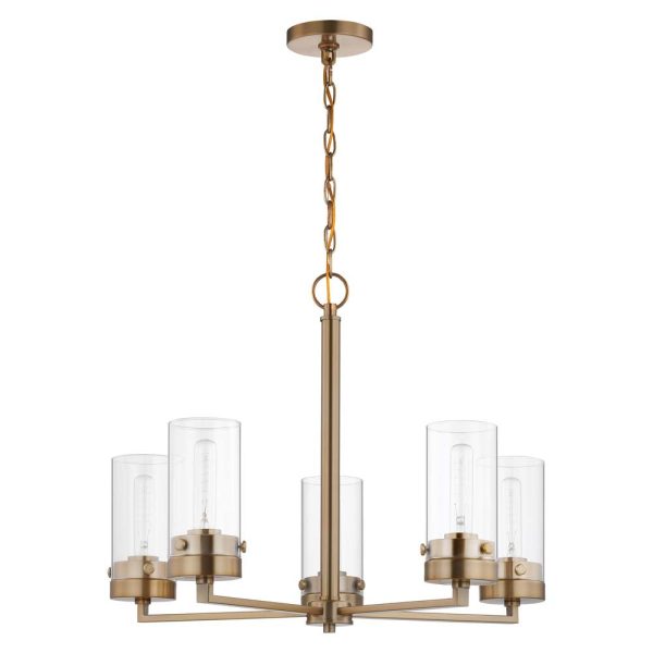 Intersection 5-Light Chandelier Burnished Brass with Clear Glass Online Hot Sale