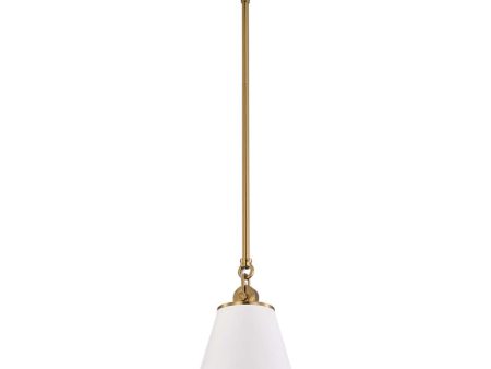 Dover 1-Light Small Pendant White with Vintage Brass on Sale