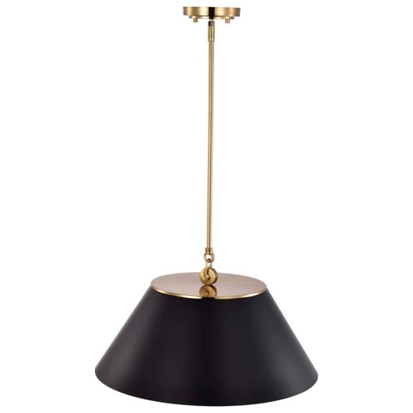 Dover 3-Light Large Pendant Black with Vintage Brass For Discount