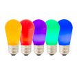 5Pk - S14 LED E26 Base Ceramic Colored Bulbs - Red Blue Green Purple Orange Cheap