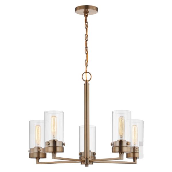 Intersection 5-Light Chandelier Burnished Brass with Clear Glass Online Hot Sale