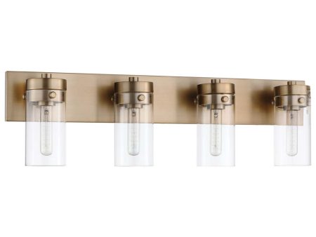 Intersection 4-Light Vanity Burnished Brass with Clear Glass Supply