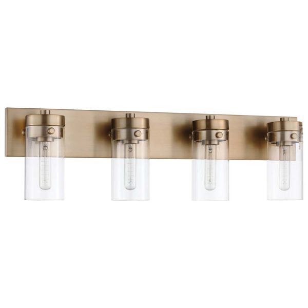 Intersection 4-Light Vanity Burnished Brass with Clear Glass Supply