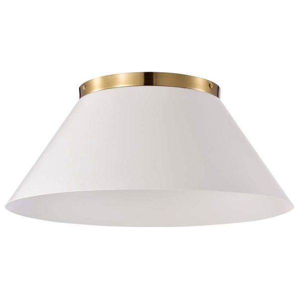 Dover 3-Light Large Flush Mount White with Vintage Brass Sale