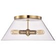 Dover 3-Light Large Flush Mount Vintage Brass with Clear Glass Hot on Sale