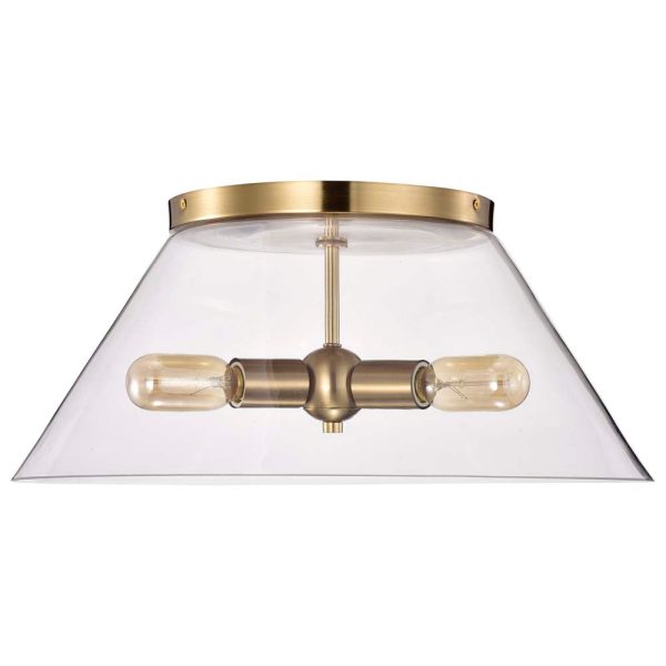 Dover 3-Light Large Flush Mount Vintage Brass with Clear Glass Hot on Sale